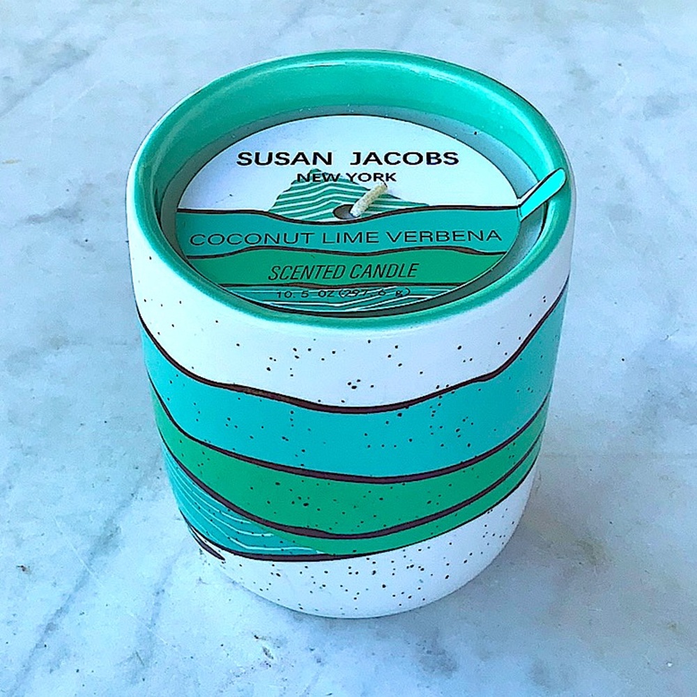 SUSAN JACOBS NEW YORK CANDLE COCONUT LIME VERBENA NEW 1 WICK 10.5 oz